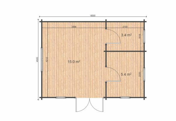 Chalet bois Ottawa 23,8 m² en 44mm – Image 5