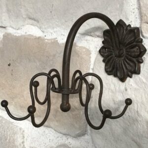 Porte manteaux mural en fonte marron 15 x 20 cm