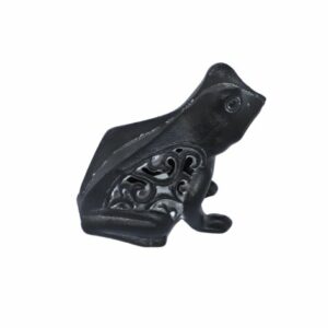 Grenouille de jardin en fonte noire 13 x 11 cm