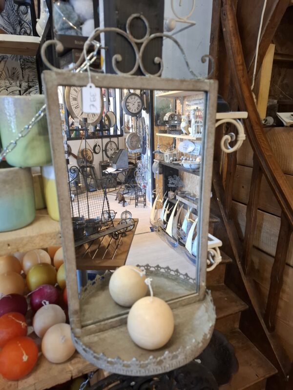 Miroir murale en fer forge gris patiner – Image 2
