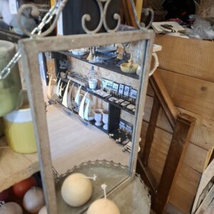 Miroir murale en fer forge gris patiner
