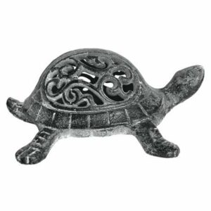 Tortue à Poser Décoration Animale Statuette Sculpture en Fonte Patinée Grise 7x10x15,50cm