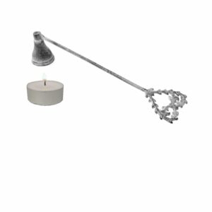 Eteignoir à bougie coeur en métal gris vieilli 31 x 6 x 4 cm