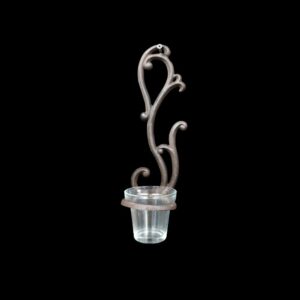 Photophore bougie bougeoir Noël mural fonte verre gris 30cm