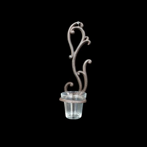 Photophore bougie bougeoir Noël mural fonte verre gris 30cm