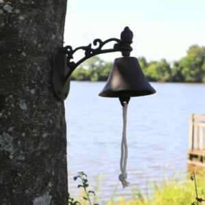 Cloche de jardin de porte ancienne en fonte marron 19 x10.5cm
