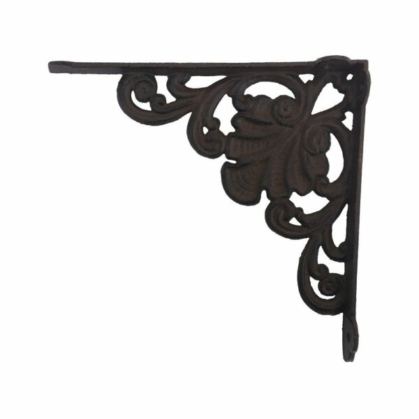 Equerre fixation étagère vintage ancienne fonte marron 23 x 24 cm – Image 2