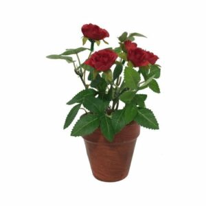 ~Rosier plante fleur artificielle extérieur cimetière tissu rouge 12cm