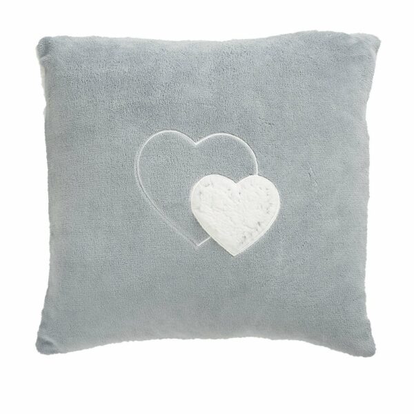 Coussin gris microfibre cœur 45 x 45 cm