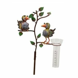Pluviomètre en fer forge couples d'oiseaux