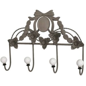 Patere en fer forge et bouton porcelaine