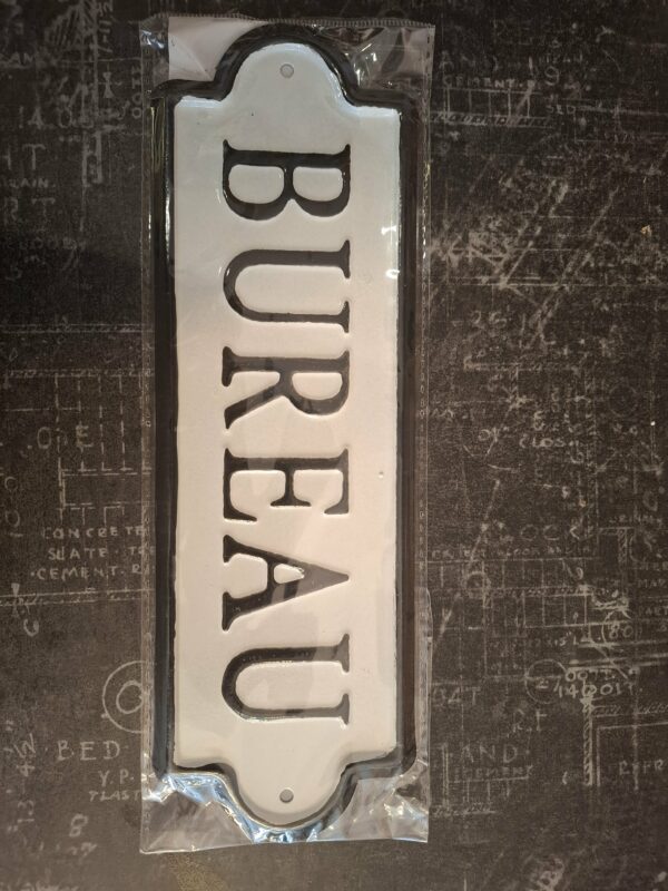 Plaque bureau en métal blanc et noir