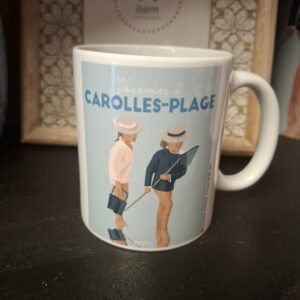 Mug Carolles plage en porcelaine blanche