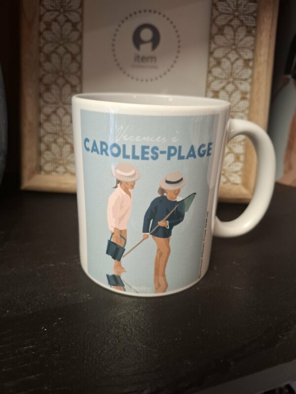 Mug Carolles plage en porcelaine blanche