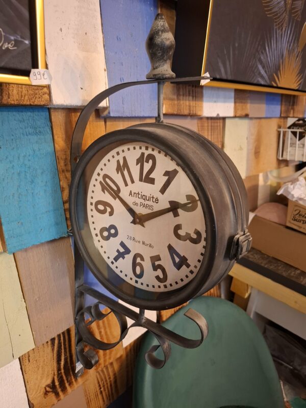 Horloge de gare en métal gris antiquité paris – Image 3