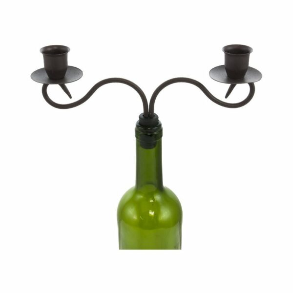 Bougeoir bouteille 2 supports en métal marron 23 x 16.5 cm – Image 2