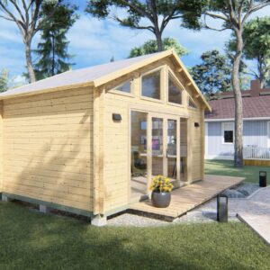 Chalet bois Oden 15m² habitable en madriers de 44 mm