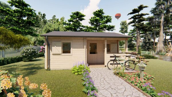 Chalet bois Véronica 22m² habitables + terrasse de 3m en madriers de 68 mm – Image 2