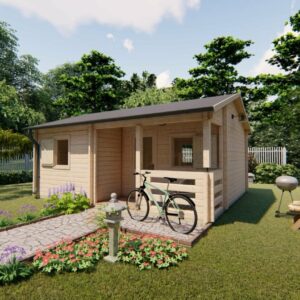 Chalet bois Véronica 22m² habitables + terrasse de 3m en madriers de 68 mm