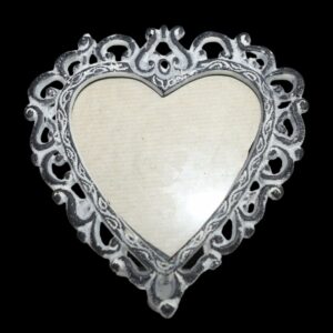 Cadre photo forme coeur en fonte gris 15 x 15 cm