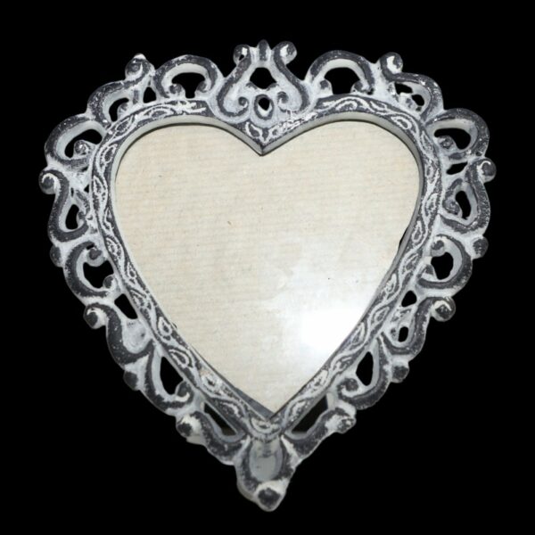 Cadre photo forme coeur en fonte gris 15 x 15 cm