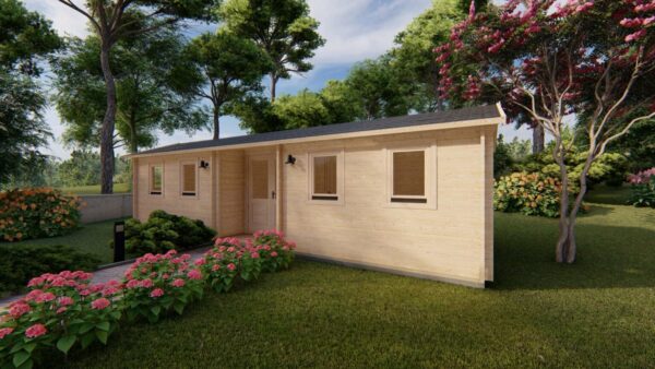 Chalet bois Helmand 21m² habitables en madriers de 44mm
