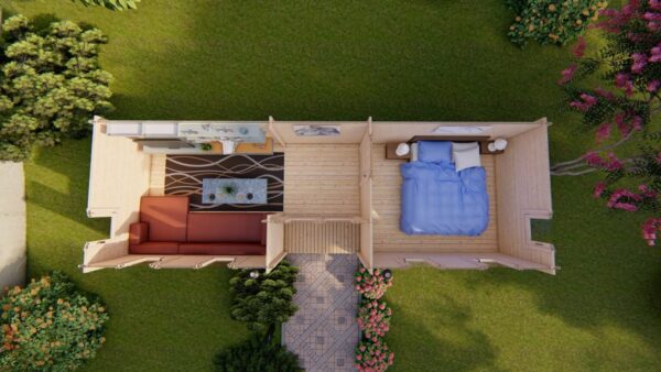 Chalet bois Helmand 21m² habitables en madriers de 44mm – Image 5