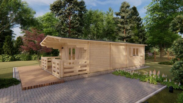 Chalet bois Typo 37m² habitables + terrasse de 8m² en madriers de 68 mm – Image 8