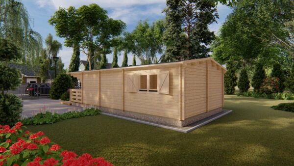 Chalet bois Typo 37m² habitables + terrasse de 8m² en madriers de 68 mm – Image 2