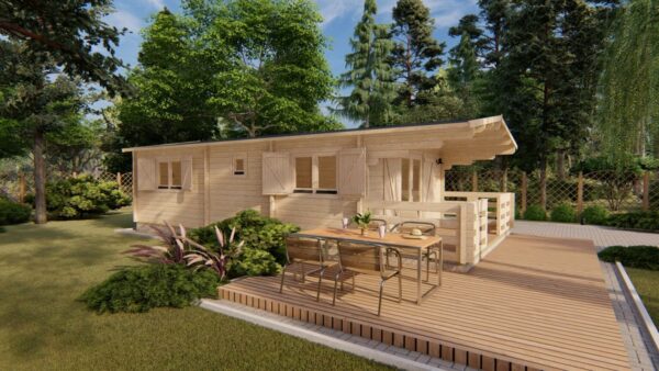 Chalet bois Typo 37m² habitables + terrasse de 8m² en madriers de 68 mm – Image 3