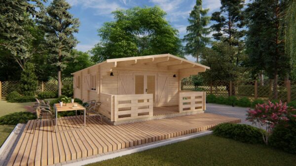 Chalet bois Typo 37m² habitables + terrasse de 8m² en madriers de 68 mm – Image 6