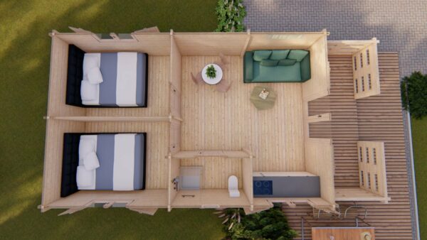 Chalet bois Typo 37m² habitables + terrasse de 8m² en madriers de 68 mm – Image 4