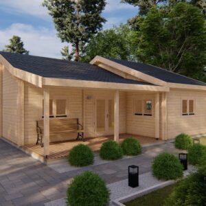 Chalet bois Wenny 72m²+ sa terrasse de 13m² en madriers de 68mm