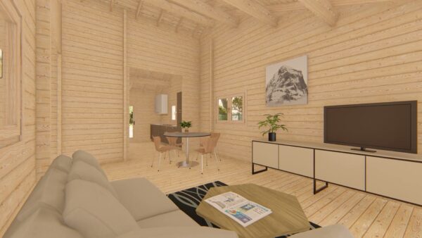 Chalet bois Wenny 72m²+ sa terrasse de 13m² en madriers de 68mm – Image 7