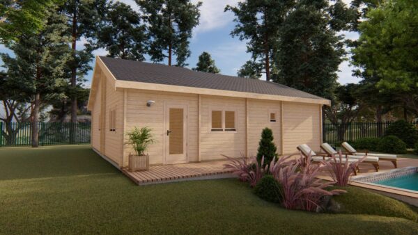 Chalet bois Wenny 72m²+ sa terrasse de 13m² en madriers de 68mm – Image 3