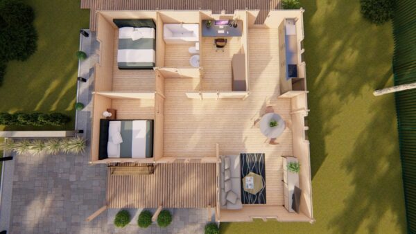 Chalet bois Wenny 72m²+ sa terrasse de 13m² en madriers de 68mm – Image 6