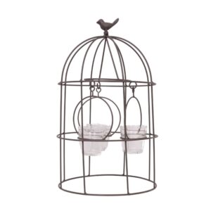 Cage en métal et ses 3 photophores suspendus