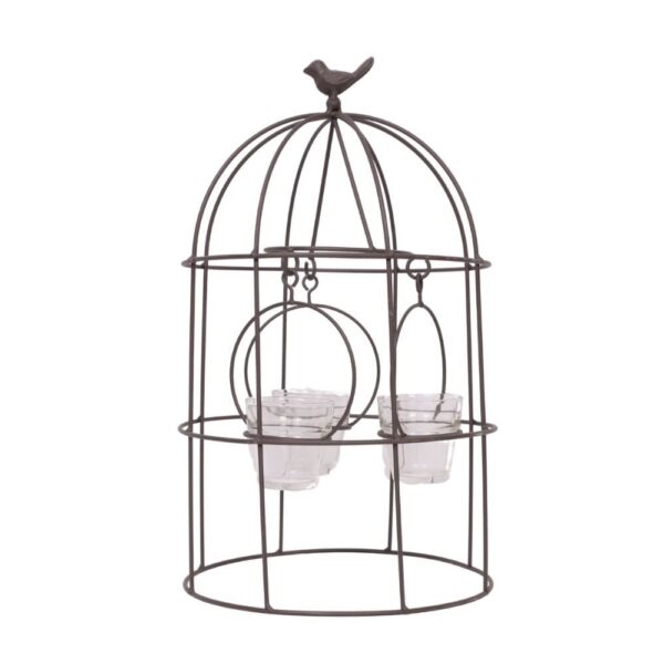 Cage en métal et ses 3 photophores suspendus