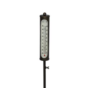 Grand thermomètre extérieur tuteur plante à piquer métal doré 114cm