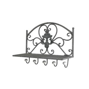 Porte manteaux étagère en métal gris 51 x 38 x 18.5 cm