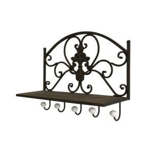 Porte manteaux étagère en métal marron 51 x 38 x 18.5 cm
