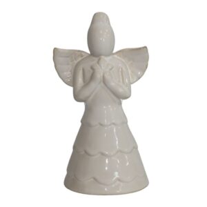 Statue statuette sculpture déco ange Noël céramique blanche 13cm
