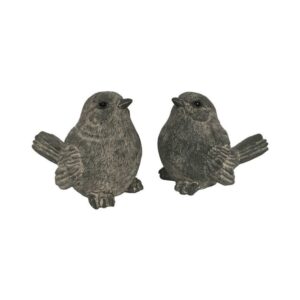Paire Oiseaux en résine gris 12 x 16 x 9 cm