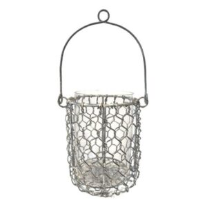 Photophore grillagé avec sa verrerie Dimensions: Ø.10,5 X Ht.13 cm verrerie