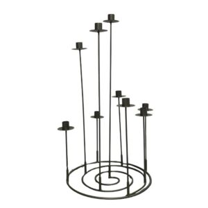 Bougeoir spirale en métal noir pour 9 bougies Ø.35 x Ht.63 cm