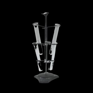 Support en métal gris 6 pipettes en verre Ø.20 X Ht.40 cm