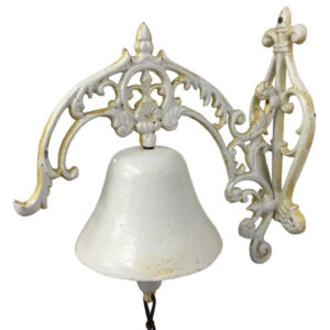 Cloche de jardin de porte ancienne en fonte blanche 24 x 26 cm