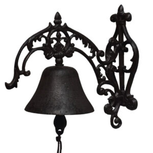 Cloche de jardin de porte ancienne fonte noire 25 x 15 cm