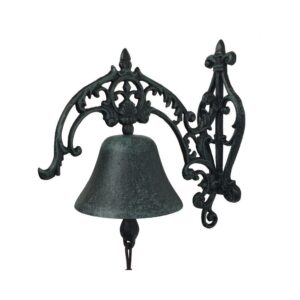 Cloche de jardin de porte ancienne fonte noire vert  25 x 26 cm