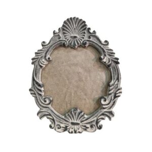 Cadre photo ovale à poser en fonte grise L.12 x Ht.16 cm